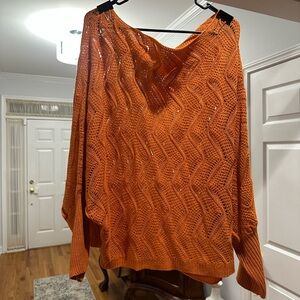 Orange Knit Poncho Sweater 🧡 Size 1XL! Best Offer Accepted!
